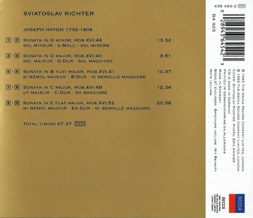 Sviatoslav Richter - Haydn: Piano Sonatas Nos.44, 40, 41, 48, 52 (1993) CD-Rip