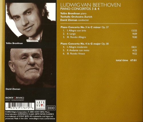 Yefim Bronfman, Tonhalle Orchestra Zurich, David Zinman - Beethoven: Piano Concertos Nos. 3 & 4 (2005) CD-Rip