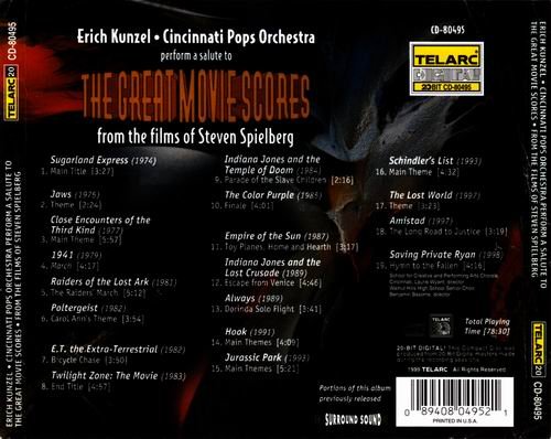 Eric Kunzel And Cincinnati Pops Orchestra - The Great Movie Scores From The Films of Steven Spielberg (1999)