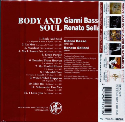 Gianni Basso & Renato Sellani - Body And Soul (2008) CD Rip