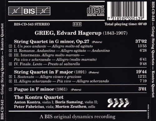 The Kontra Quartet - Grieg: String Quartets in G minor & F major; Fugue in F minor (1993)