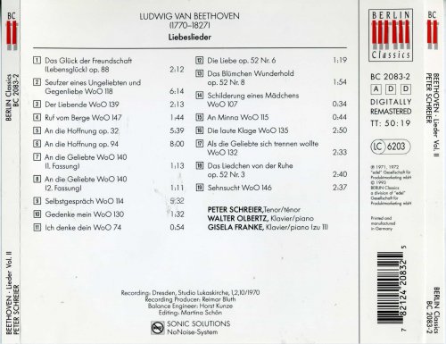 Peter Schreier, Walter Olbertz - Beethoven: Lieder · Songs Vol.2 (1970) [1993]