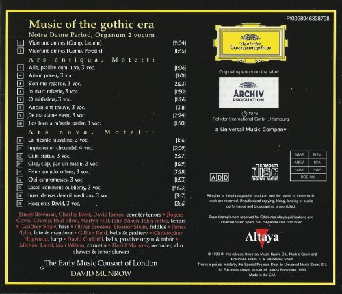 The Early Music Consort of London, David Munrow - Music of the gothic era (1999) CD-Rip