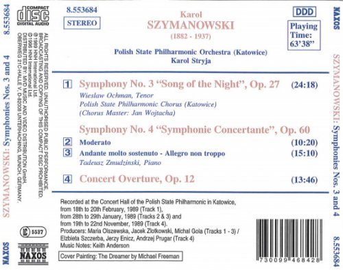 Polish State Philharmonic Orchestra, Karol Stryja - Szymanowski: Symphony No. 3 "Song Of The Night" / Symphony No. 4 "Symphony Concertante" / Concert Overture (2019)