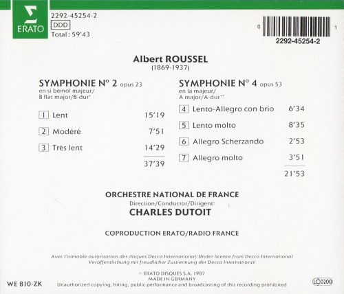 Orchestre National de France, Charles Dutoit - Roussel: Symphonies Nos. 2 & 4 (1987) CD-Rip