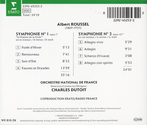 Orchestre National de France, Charles Dutoit - Roussel: Symphonies Nos. 1 & 3 (1987) CD-Rip