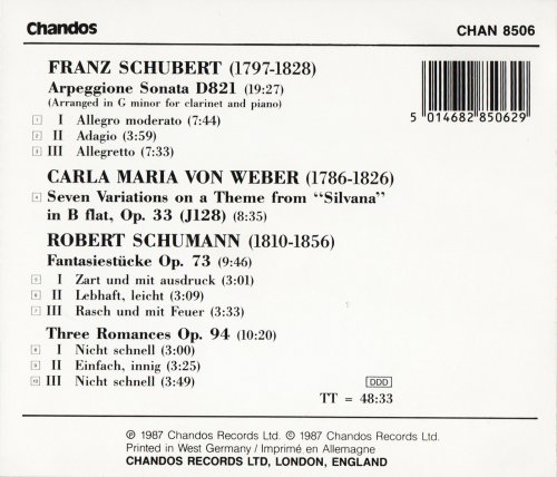 Gervase de Peyer, Gwenneth Pryor - Schubert, Weber, Schumann (1987) CD-Rip