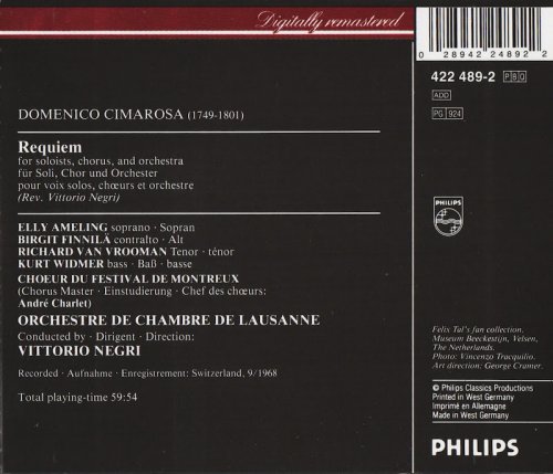 Orchestre de Chambre de Lausanne, Vittorio Negri - Cimarosa: Requiem (1988) CD-Rip