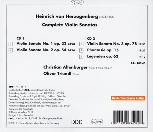 Christian Altenburger, Oliver Triend - Herzogenberg: Complete Violin Sonatas (2011) CD-Rip