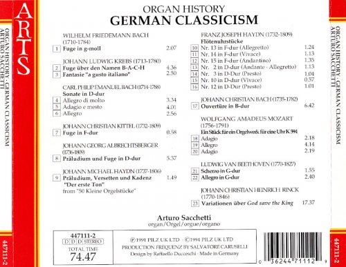 Arturo Sacchetti - Organ history: German Classicism (1994) CD-Rip