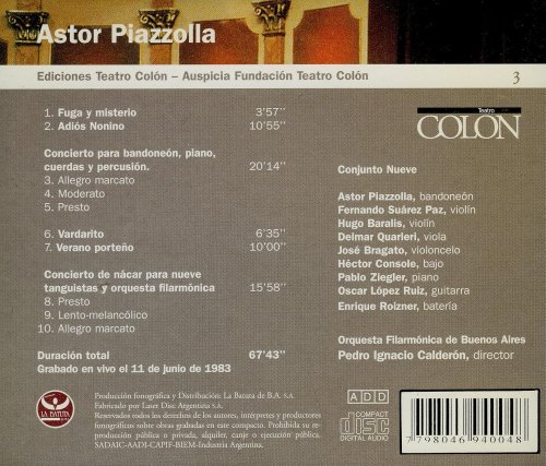 Astor Piazzolla - Astor Piazzolla en el Teatro Colon (1983) CD-Rip