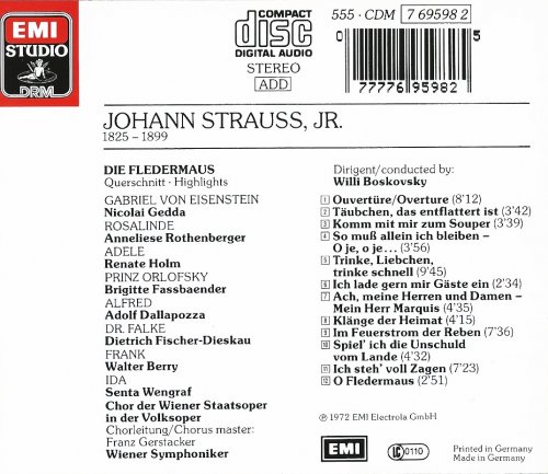 Wiener Symphoniker, Willi Boskowsky - Strauss: Die Fledermaus (Highlights) (1986) CD-Rip