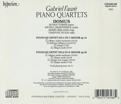 Domus - Fauré: Piano Quartets (1986) CD-Rip