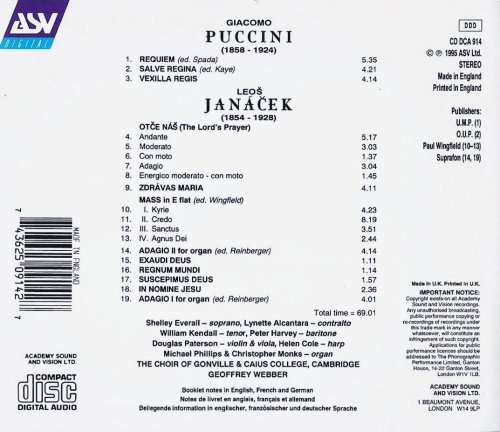 The Choir of Gonville & Caius College, Cambridge, Geoffrey Webber - Puccini: Requiem / Janáček: Mass (1995) CD-Rip