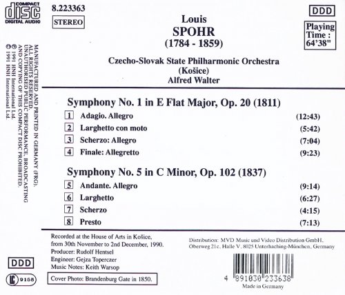 Czecho-Slovak State Philharmonic Orchestra, Alfred Walter - Spohr: Symphonies Nos. 1 & 5 (1991)