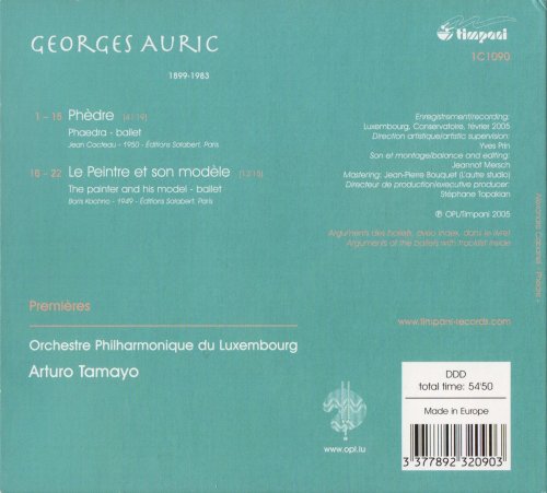 Orchestre Philharmonique du Luxembourg, Arturo Tamayo - Georges Auric: Phèdre, Le Peintre et son Modèle (2005) CD-Rip