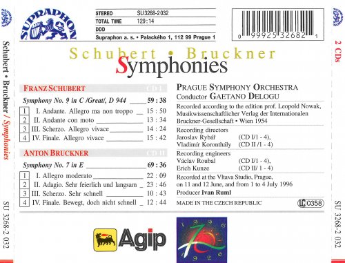 Prague Symphony Orchestra, Gaetano Delogu - Schubert: Symphony No.9 Grosse C-Dur - Bruckner: Symphony No.7 in E (1996)