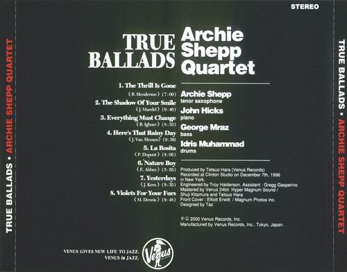 Archie Shepp Quartet - True Ballads (1996) CD Rip