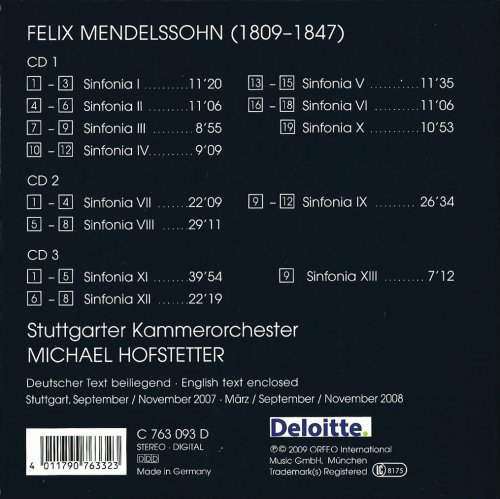 Michael Hofstetter - Mendelssohn: The Complete String Symphonies (2010) [3CD]