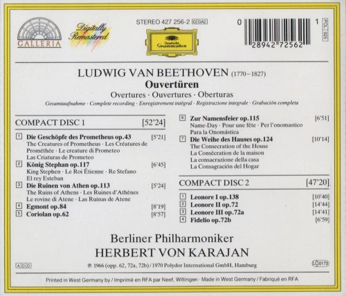 Berliner Philharmoniker, Herbert von Karajan - Beethoven: Overtures (1989) CD-Rip