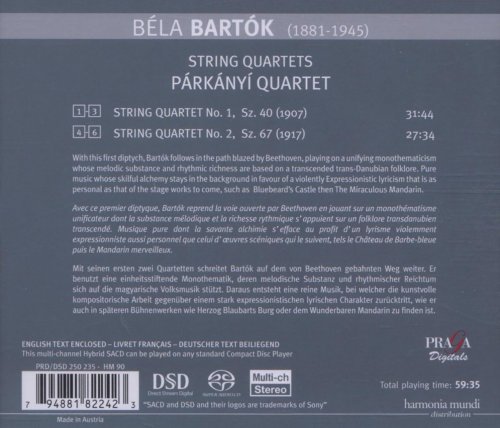 Párkányi Quartet - Béla Bartók: String Quartets Nos 1, 2 Sz 40, 67 (2006) [SACD]