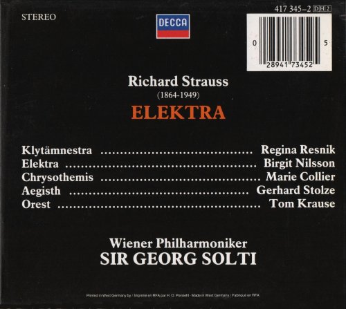 Wiener Philharmoniker, Sir Georg Solti - Strauss: Elektra (1986) CD-Rip