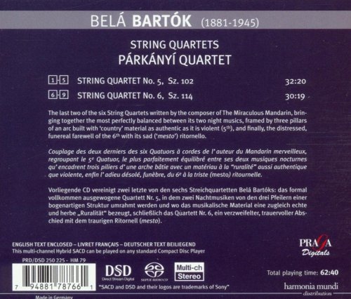 Párkányí Quartet - Béla Bartók: String Quartets Nos. 5 & 6 (2006) [SACD]