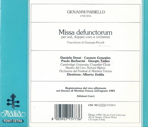 Orchestra del Festival di Martina Franca, Alberto Zedda - Paisiello: Missa Defunctorum (1994) CD-Rip