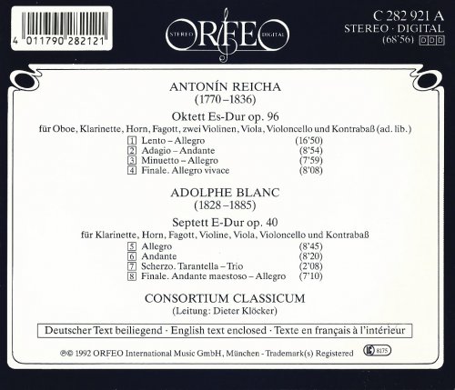 Dieter Klöcker, Consortium Classicum - Reicha: Octet / Blanc: Septet (1992) CD-Rip