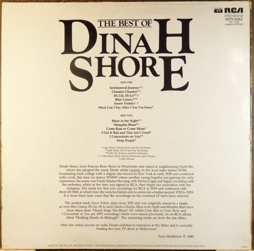 Dinah Shore - The Best of Dinah Shore (1981) LP