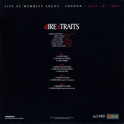 Dire Straits - Live at Wembley Arena - London - July 10, 1985 (2022) LP