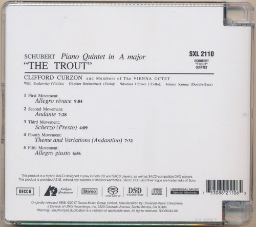 Clifford Curzon, The Vienna Octet - Schubert: The "Trout" Quintet (1958) [2017 SACD]