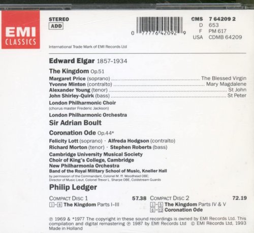 Sir Adrian Boult, Dame Margaret Price, Richard Morton/Stephen Roberts, Cambridge University Musical Society Chorus - Elgar: Choral Works (1993)