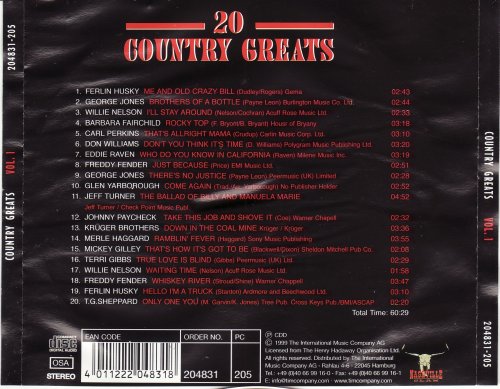 VA - 20 Country Greats Vol.1 (1999) CD-Rip