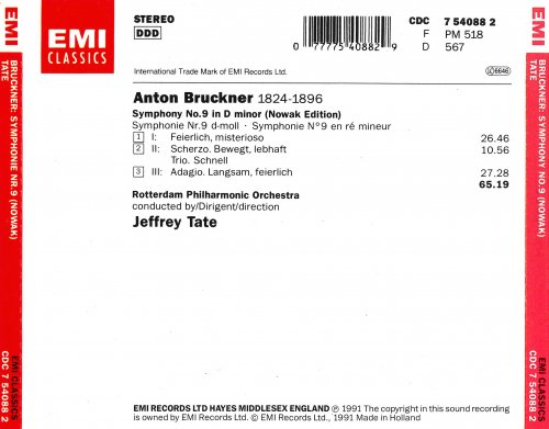 Rotterdam Philharmonic Orchestra, Jeffrey Tate - Bruckner: Symphony No.9 (1991)