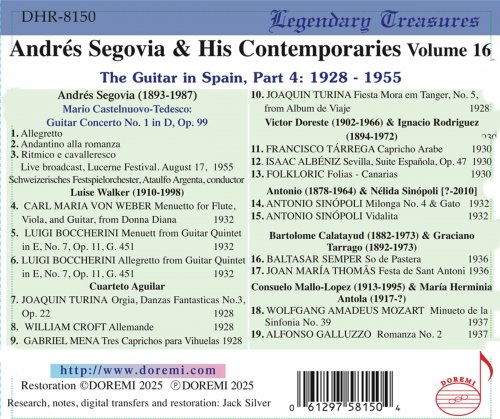 Andrés Segovia, Luise Walker, Cuarteto Aguilar - Segovia and his Contemporaries Vol.16 (2025)