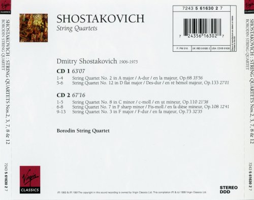 Borodin String Quartet - Shostakovich: String Quartets Nos. 2, 3, 7, 8 & 12 (1999) CD-Rip