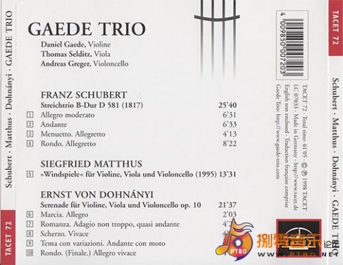 Gaede Trio - Schubert, Matthus, Dohnanyi: String Trios (1998) CD-Rip