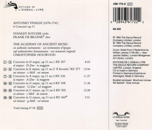 The Academy Of Ancient Music, Christopher Hogwood - Vivaldi: 6 Concerti Op. 11 "Il Favorite" (2003) CD-Rip