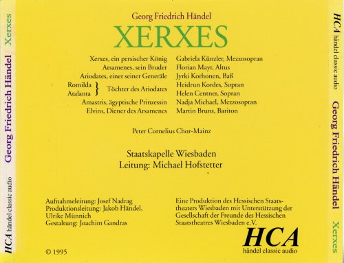 Gabriela Kunzler, Peter Cornelius Chor-Mainz Hessische, Staatskapelle Wiesbaden, Michael Hofstetter - Handel: Xerxes (abridged version) (1995)