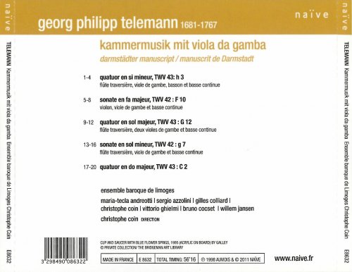 Ensemble Baroque de Limoges, Christophe Coin - Telemann: Kammermusik mit viola da gamba (2011) CD-Rip