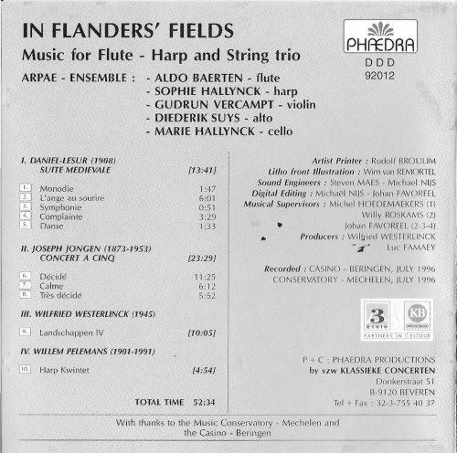 Arpea Ensemble - In Flanders’ Fields Vol.12: Music for Flute, Harp & String Trio (1997) CD-Rip