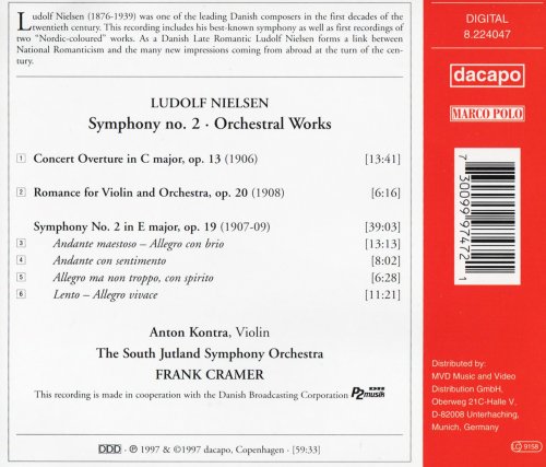 Anton Kontra, The Danish Philharmonic Orchestra, Frank Cramer - Ludolf Nielsen: Symphony No. 2, Koncertouverture, Violinromance (1997) CD-Rip