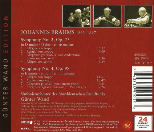 NDR-Symphonieorchester, Günter Wand - Brahms: Symphonies Nos. 2 & 4 (1984) CD-Rip