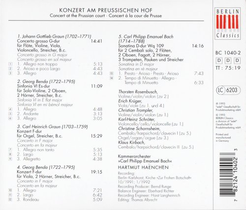 Kammerorchester "C.P.E. Bach", Hartmut Haenchen - Konzert am Presussichen Hof (1993) CD-Rip