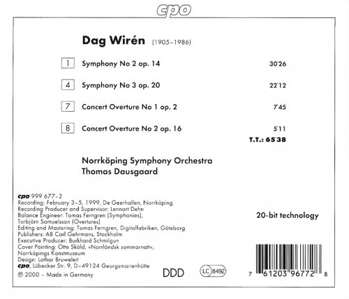 Norrköping Symphony Orchestra, Thomas Dausgaard - Dag Wirén: Symphonies Nos. 2 & 3 (2000) CD-Rip