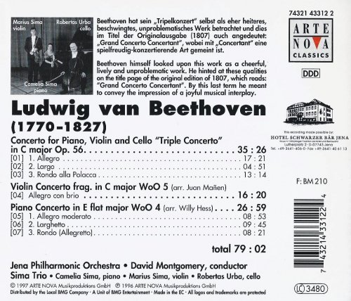 Sima Trio, Jena Philharmonic Orchestra, David Montgomery - Beethoven: Triple Concerto, Violin Concerto fragment, Piano Concerto WoO 4 (1997) CD-Rip