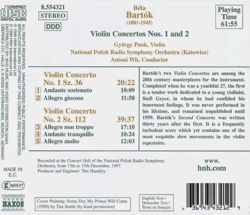 Györg Pauk, Antoni Wit - Bartok: Violin Concertos Nos.1 & 2 (1999) CD-Rip