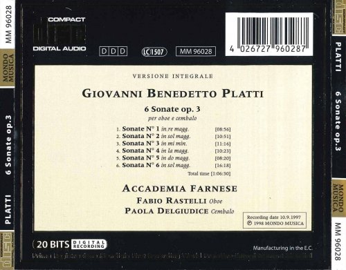 Accademia Farnese - Platti: 6 Sonate Op.3 per oboe e cembalo (1998)