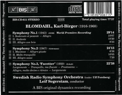 Swedish Radio Symphony Orchestra, Leif Segerstam - Blomdahl: The Three Symphonies (1994)